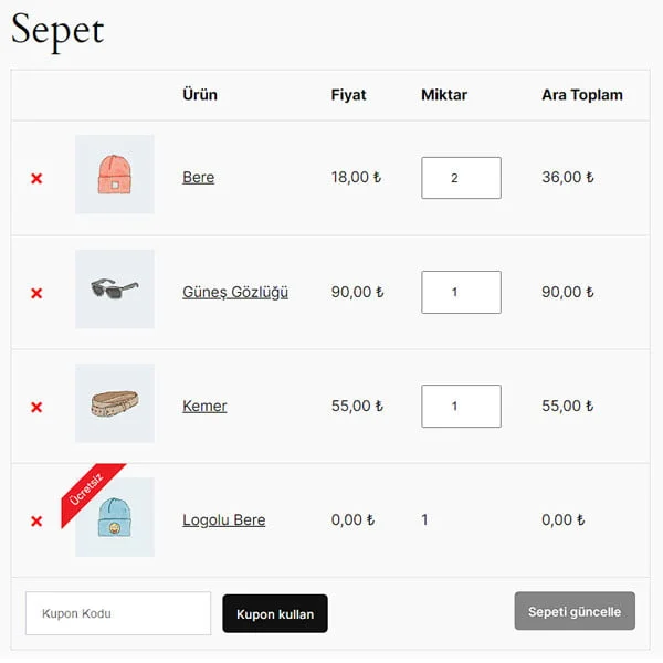 Woocommerce Sepette Hediye Ürün Eklentisi