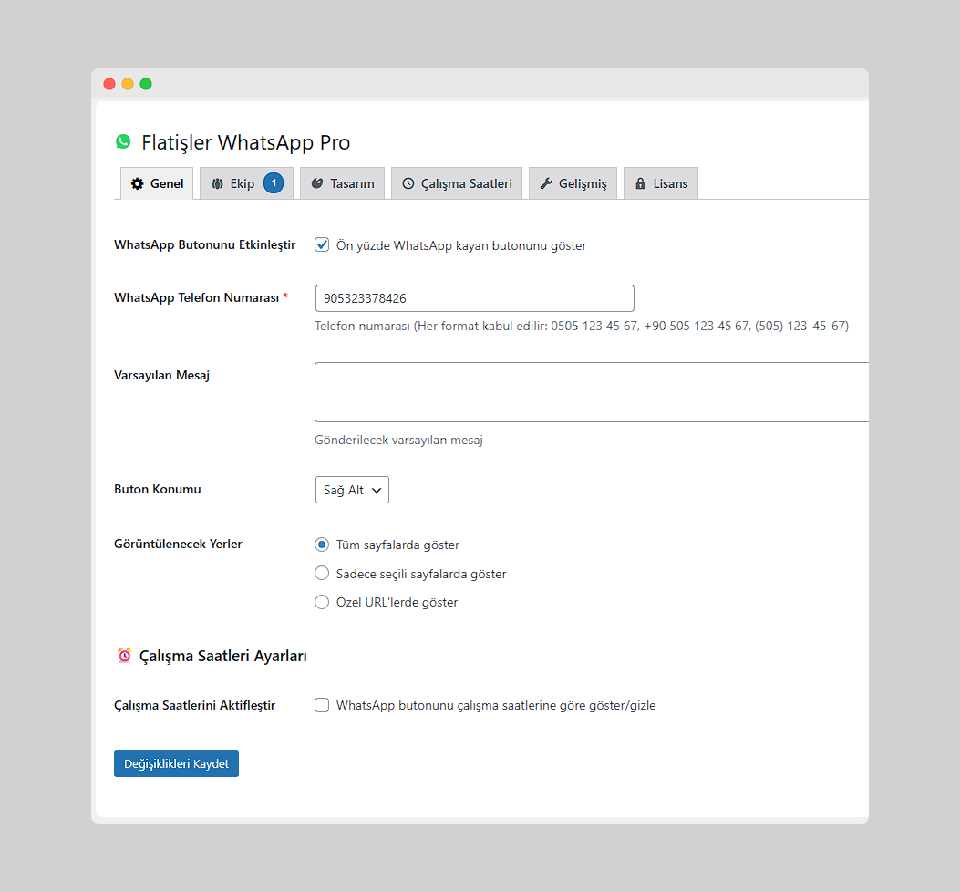 WordPress WhatsApp Butonu Eklentisi